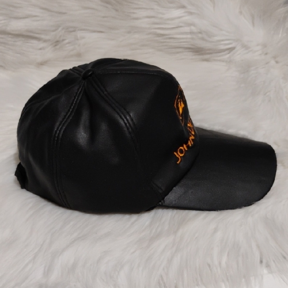 John Deere Black Faux Leather Hat with Orange Embroidery - Picture 4 of 12